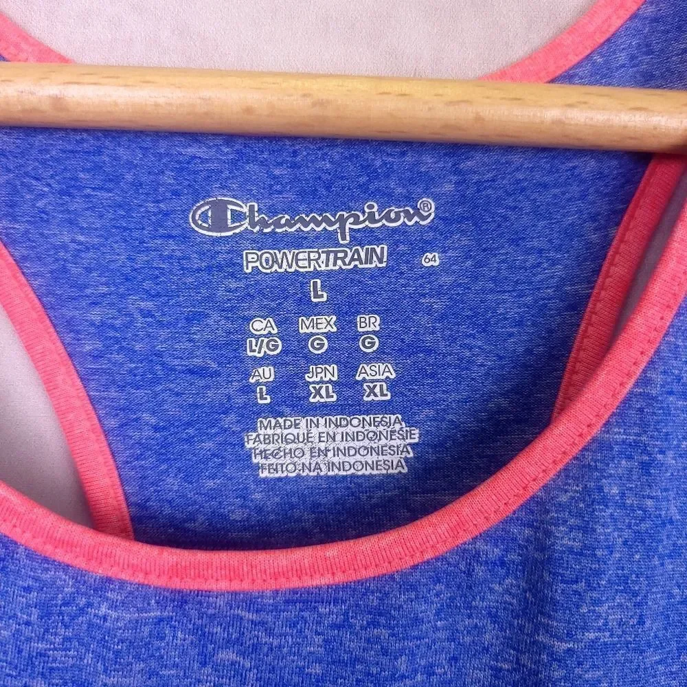 Champion Blue and Pink Racerback Tank Top Size L